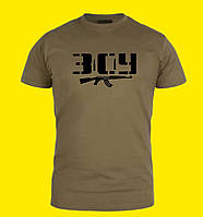 Тактическая хлопковая футболка ВСУ с принтом олива, футболка олива