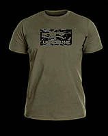 Тактическая хлопковая  футболка ВСУ  с принтом олива, оливковая футболка