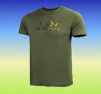 Тактическая хлопковая футболка ВСУ с принтом олива, футболка тактическая
