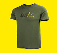 Тактическая хлопковая  футболка ВСУ с принтом олива военная, футболка тактическая