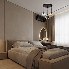 Чорна скляна люстра з кольоровими плафонами на 3 лампи (916-31F-3 BK/BR/CL), фото 4
