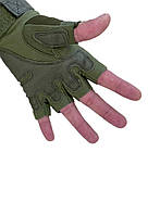 Тактические перчатки олива ВСУ/ Тактические перчатки без пальцев / Перчатки военные для ВСУ