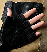 Тактичні рукавиці чорні / Тактичні рукавиці без пальців / Рукавиці військові для ЗСУ