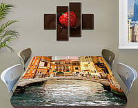 Виниловая наклейка на стол Романтическая Венеция самоклеющаяся двойная пленка декор, бежевый 60 х 100 см