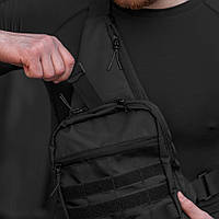 Мужская сумка кроссбоди | Мужская сумка черная тканевая | Тактическая сумка NJ-987 на грудь tis pkd