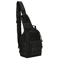 Чорна сумка чоловіча тактична нагрудна / Тактичний рюкзак ЗСУ / Тактичний середній PK-782 чоловічий рюкзак