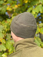 Тепла флісова шапка під шолом із щільного матеріалу 300гр/м, колір олива lpx