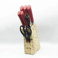 Набор ножей Rainberg RB-8806 на 8 предметов с ножницами и подставкой, из нержавеющей стали. FB-922 Цвет: tis