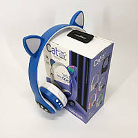 Бездротові навушники з котячими вушками та RGB підсвічуванням Cat VZV 23M. RF-299 Колір: синій