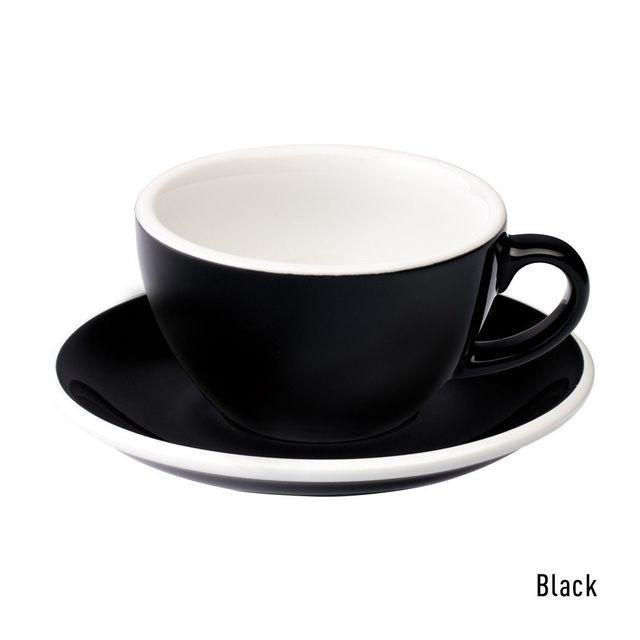 Чашка и блюдце под кофе с молоком Loveramics Egg Flat White Cup, 150 мл, Black - фото 1 - id-p410352985