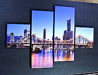Модульная картина Манхэ́ттенский мост   на ПВХ ткани, 70x110 см, (25x25-2/65х25-2)