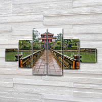 Картина модульная Мост к дому на ПВХ ткани, 75x130 см, (20x20-2/45х20-2/75x20-2)