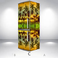 Виниловая наклейка на холодильник, пляж в майами, 180х65 см - Лицевая+Правая(C), с ламинацией