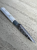 Кухонный нож поварской сантоку из нержавеющей стали с белой ручкой 20.5 см