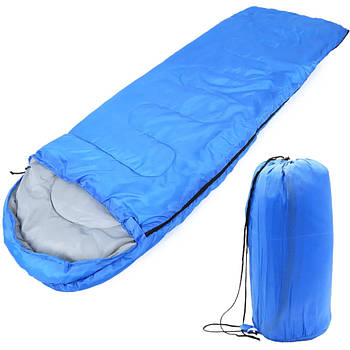 Спальний мішок до 0°C, 210х75 см, з капюшоном, Блакитний / Демісезонний спальник / Спальний мішок ковдра