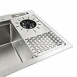 Кухонна мийка Platinum Handmade 7846 з омивачем склянок та підставкою для ножів 3,0/0.8, фото 4