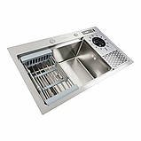 Кухонна мийка Platinum Handmade 7846 з омивачем склянок та підставкою для ножів 3,0/0.8, фото 3