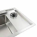 Кухонна мийка Platinum Handmade 7846 з омивачем склянок та підставкою для ножів 3,0/0.8, фото 5