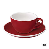 Чашка и блюдце под кофе с молоком Loveramics Egg Flat White, 150 мл, Red