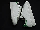 Кросівки жіночі білі stan smith Adidas із зеленими вставками, фото 3