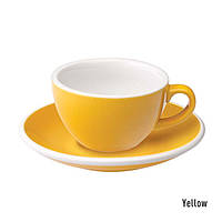 Чашка и блюдце под кофе с молоком Loveramics Egg Flat White, 150 мл, Yellow