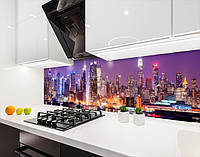 Панель кухонная, заменитель стекла Нью-Йорк в огнях, с двухсторонним скотчем 62 х 205 см, 1,2 мм