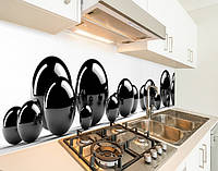 Кухонная панель на стену жесткая с шарами черными, с двухсторонним скотчем 62 х 205 см, 1,2 мм