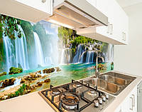 Кухонная панель жесткая ПЭТ водопады и горы, с двухсторонним скотчем 62 х 205 см, 1,2 мм