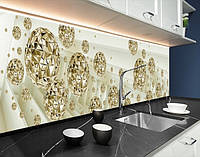 Кухонная панель на стену жесткая с 3д шарами объемными, с двухсторонним скотчем 62 х 205 см, 1,2 мм