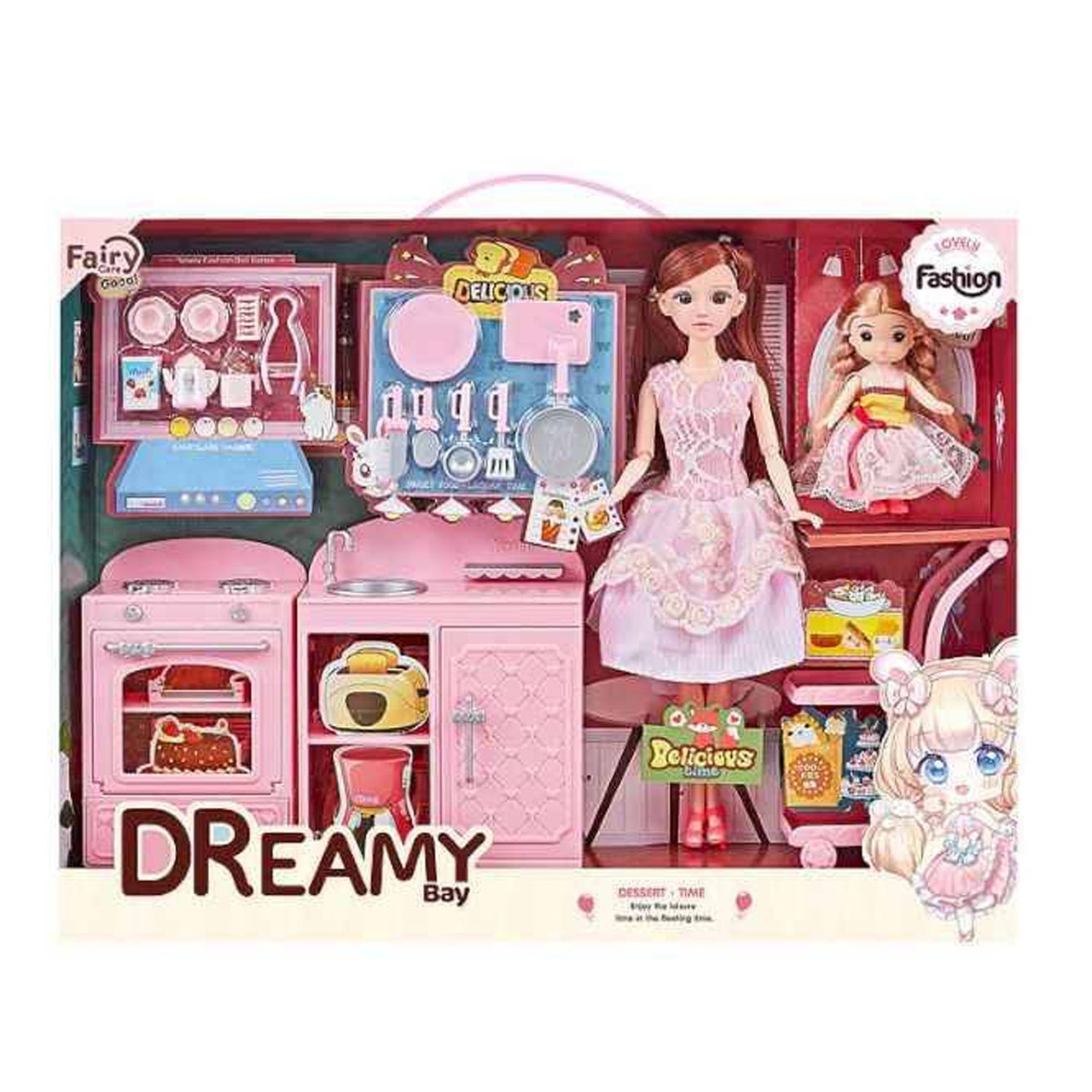 Ігровий набір з ляльками (2 ляльки, кухня, аксесуари, рухомі елементи) 6647, фото 1