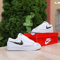 Кроссовки Nike blazer low мужские, кроссовки найк блейзер низкие белые кожаные, найки