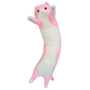 М&#039;яка іграшка-подушка Кіт Батон обіймашка 70см Рожева