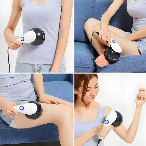Антицелюлітний масажер 4 насадки Body massage Чорно-білий