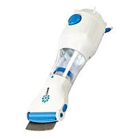 Расческа электрическая для удаления вшей и блох V-Comb Licetec бело-голубой с железным гребешком Techo