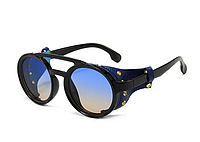 Очки солнцезащитные в стиле стимпанк круглые, очки стильные унисекс Черные