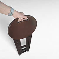 Темно-коричневий барний високий стілець з дерева Напівбарний дерев'яний табурет для кухні, барної стійки ЯСЕН, фото 3