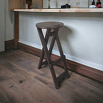 Темно-коричневий барний високий стілець з дерева Напівбарний дерев'яний табурет для кухні, барної стійки ЯСЕН, фото 2