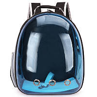 Рюкзак для переноски кошек и собак с стенкой иллюминатором CosmoPet CP-06 Blue «T-s»