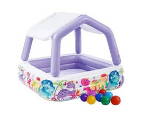 Дитячий надувний басейн Intex 57470-1 "Акваріум" зі знімним навісом і кульками 10 штук.
