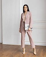 Костюм женский классический пудровый пиджак + брюки Сицилия