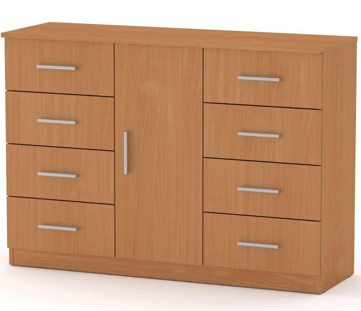 Великий Комод 8+1 бук Компаніт (120х39х85 см)