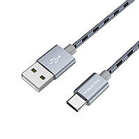 Кабель BOROFONE BX24 USB to Type-C 3A, 1m, nylon, aluminum connectors, Metal Gray inc pkd