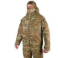 Тактический бушлат Wellberry Мультикам XL, Мужская зимняя куртка, Теплый бушлат с капюшоном COSMI