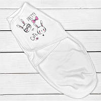 Пеленка кокон на липучках (с начесом) для новорожденных девочек 0-3 месяца