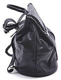 Модний чорний рюкзак з ланцюжком, фото 3