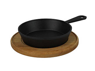Сковорода чавунна порційна 180 х 30 мм з ручкою з круглою підставкою