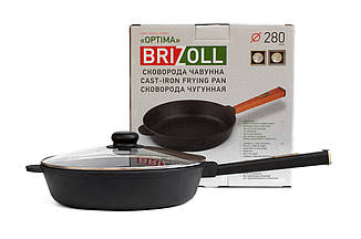 Сковорода чавунна Optima-Black 280 х 60 мм з кришкою
