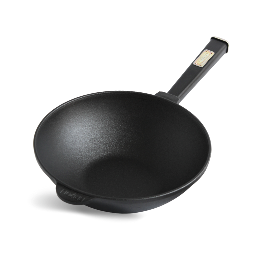 Сковорода чавунна WOK 2,8 л з дерев`яною ручкою Black