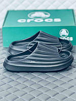 Шлёпанцы женские летние черные crocs calm slide black шлепки Крокс