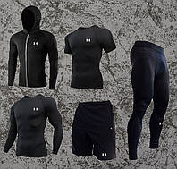 Компрессионная одежда Under Armour 2024 5в1 BLACK (комплект для фитнеса, занятия единоборств)